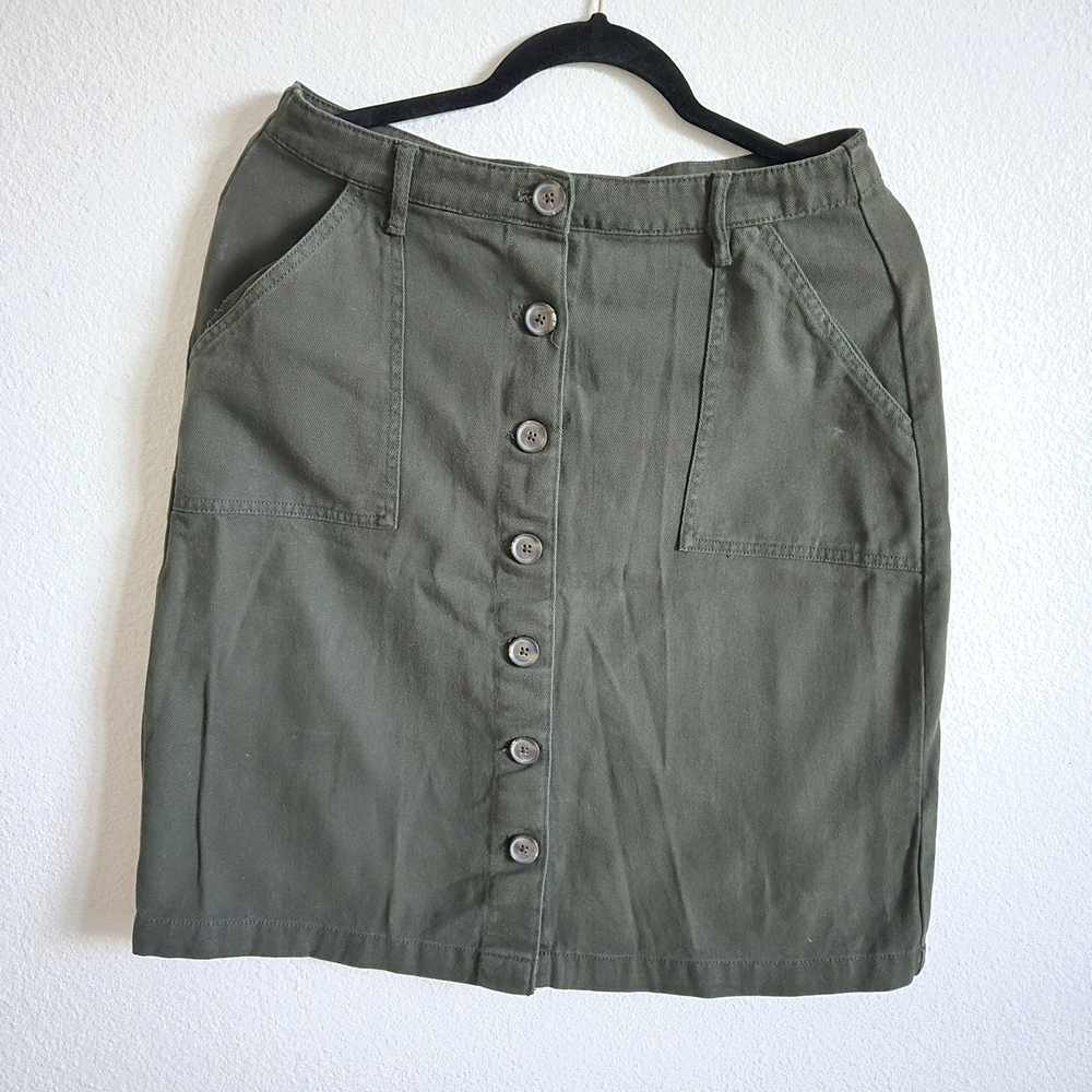 Dip Olive Button-Down Pencil Skirt Size 6